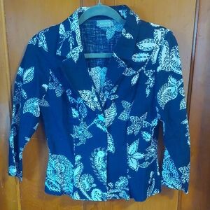 Steilmann Navy and White Floral Blazer